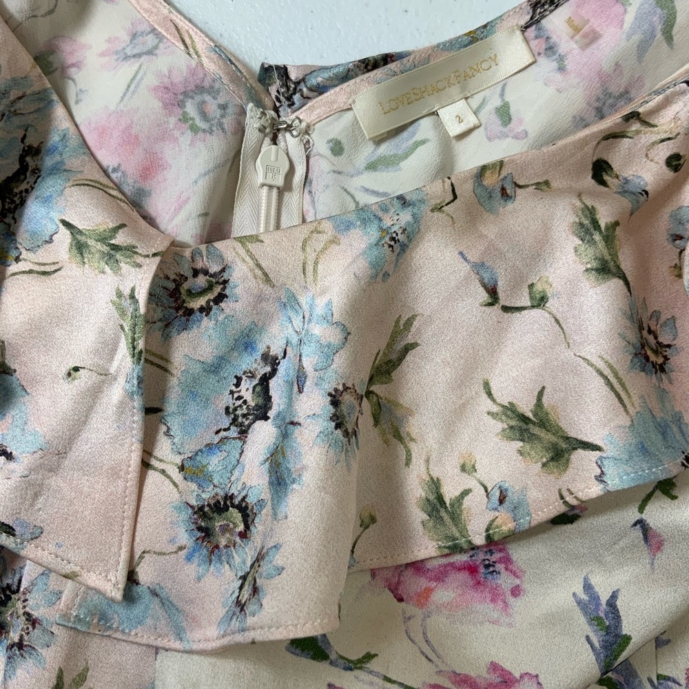 LoveShackFancy “Frankie” Silk Floral Dress Sz 2 - Picture 6 of 7